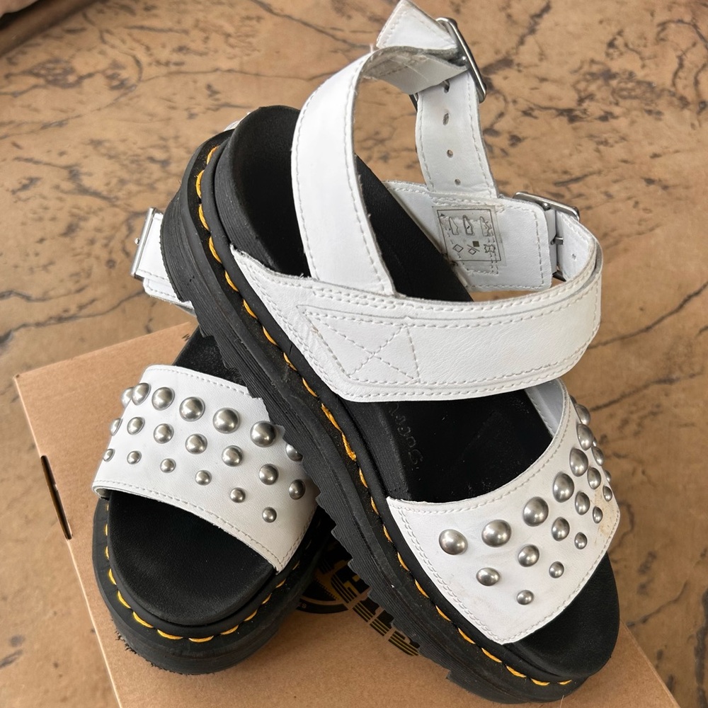 Dr. Martens White Voss Studded Sandals